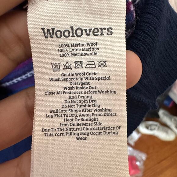 Woollovers All Over Fairisle Cardigan Size XL Wool Purple Multi Color Funky - Picture 6 of 11